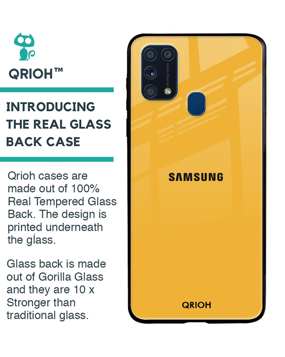 Shop Fluorescent Yellow Glass Case For Samsung Galaxy M31 Prime-Back