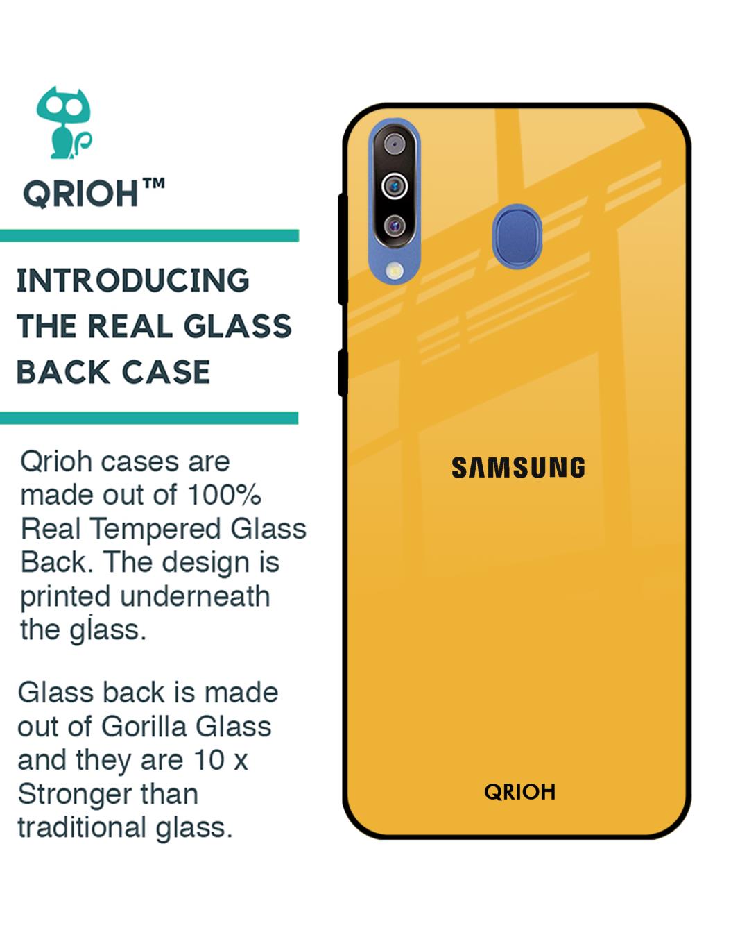 Shop Fluorescent Yellow Glass Case For Samsung Galaxy M40-Back