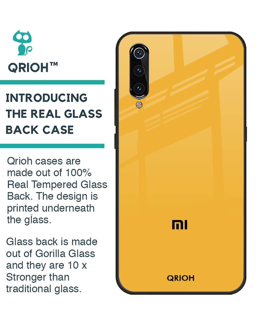 Shop Xiaomi Mi A3 Fluorescent Yellow Glass Case-Back