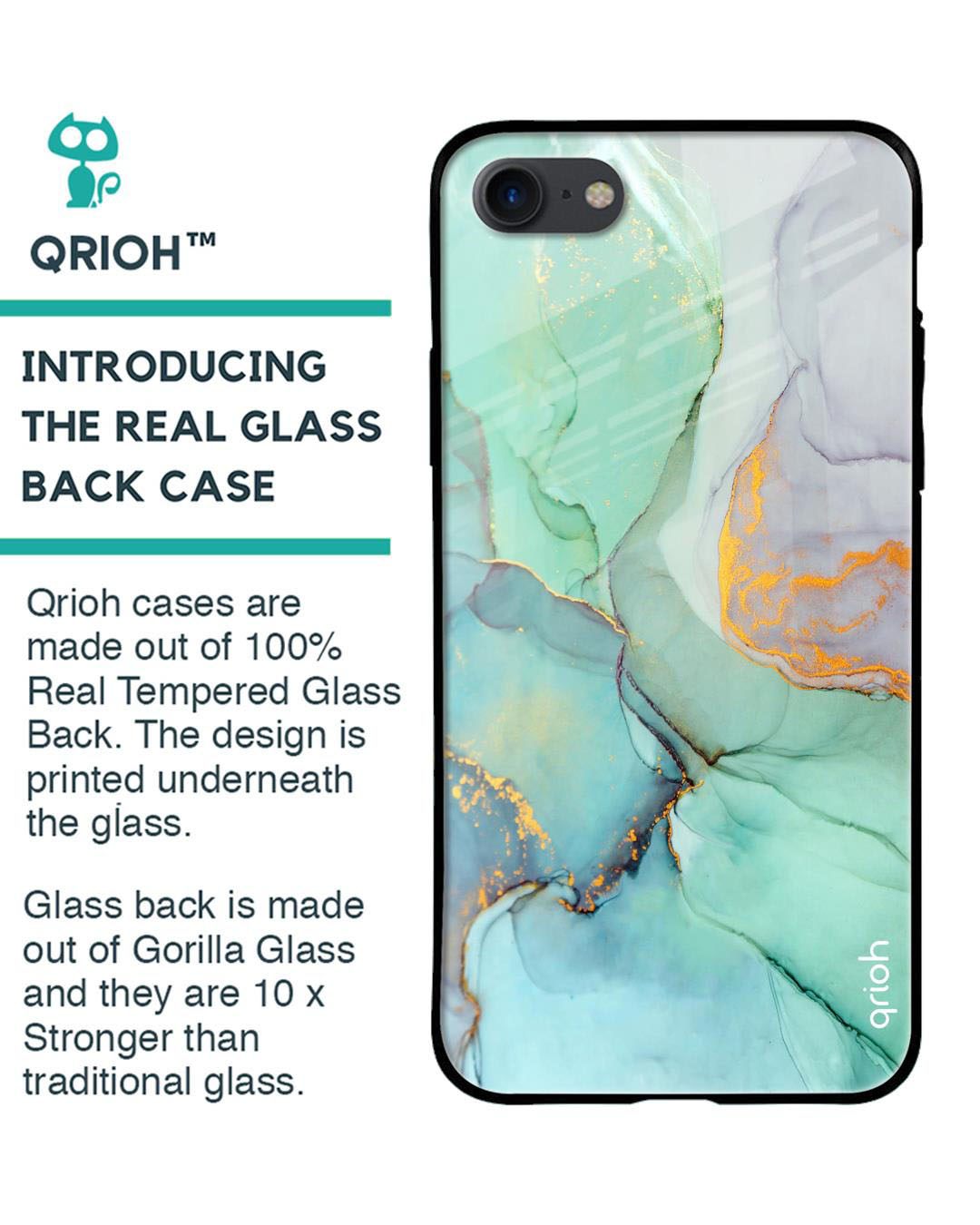 Shop Marble Printed Premium Glass Cover for iPhone 8(Shock Proof, Lightweight)-Back