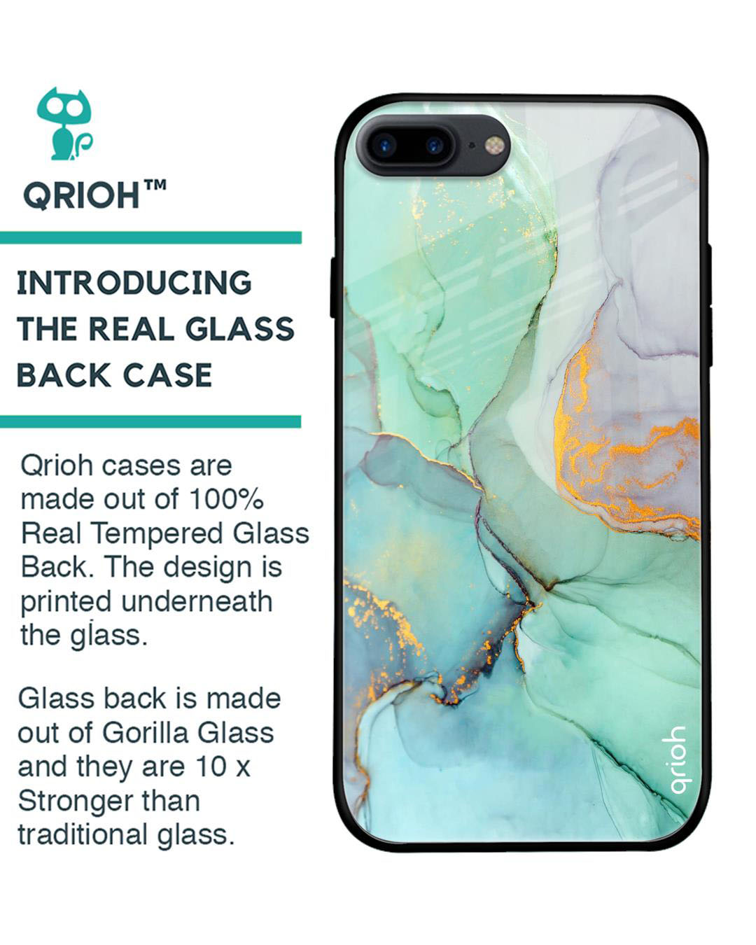 Shop Marble Printed Premium Glass Cover for iPhone 8 Plus(Shock Proof, Lightweight)-Back