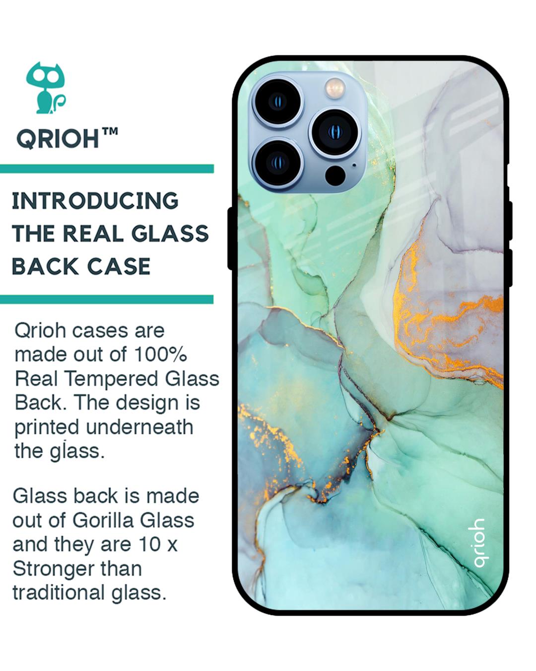 Shop Green Marble Glass Case For Iphone 13 Pro Max-Back