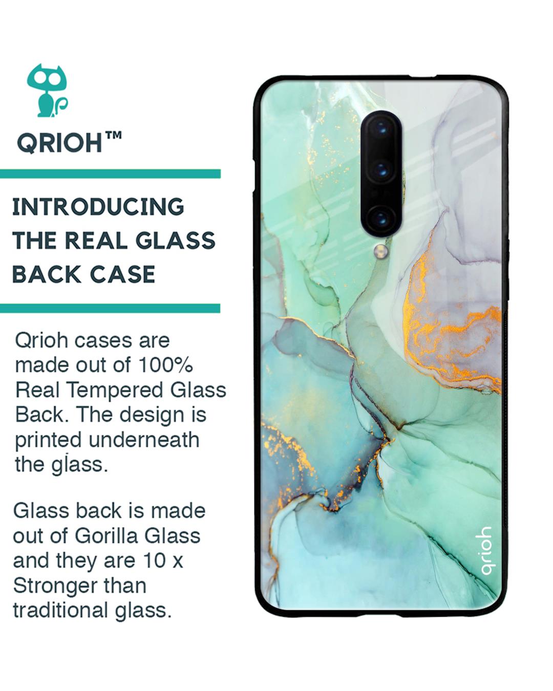 Shop Oneplus 7 Pro Green Marble Glass Case-Back
