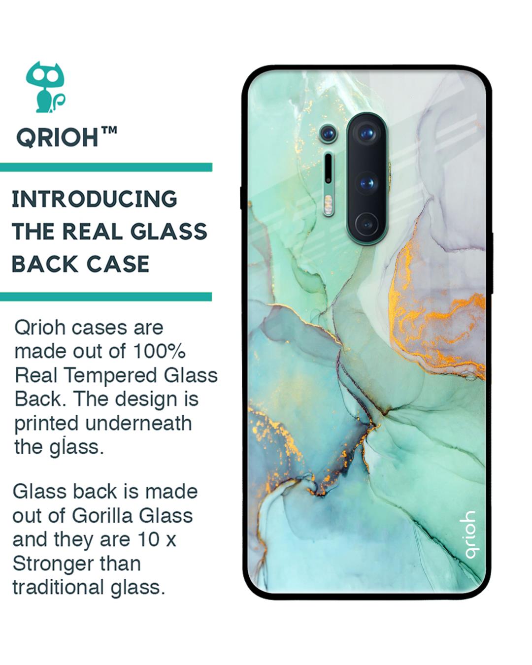 Shop Oneplus 8 Pro Green Marble Glass Case-Back