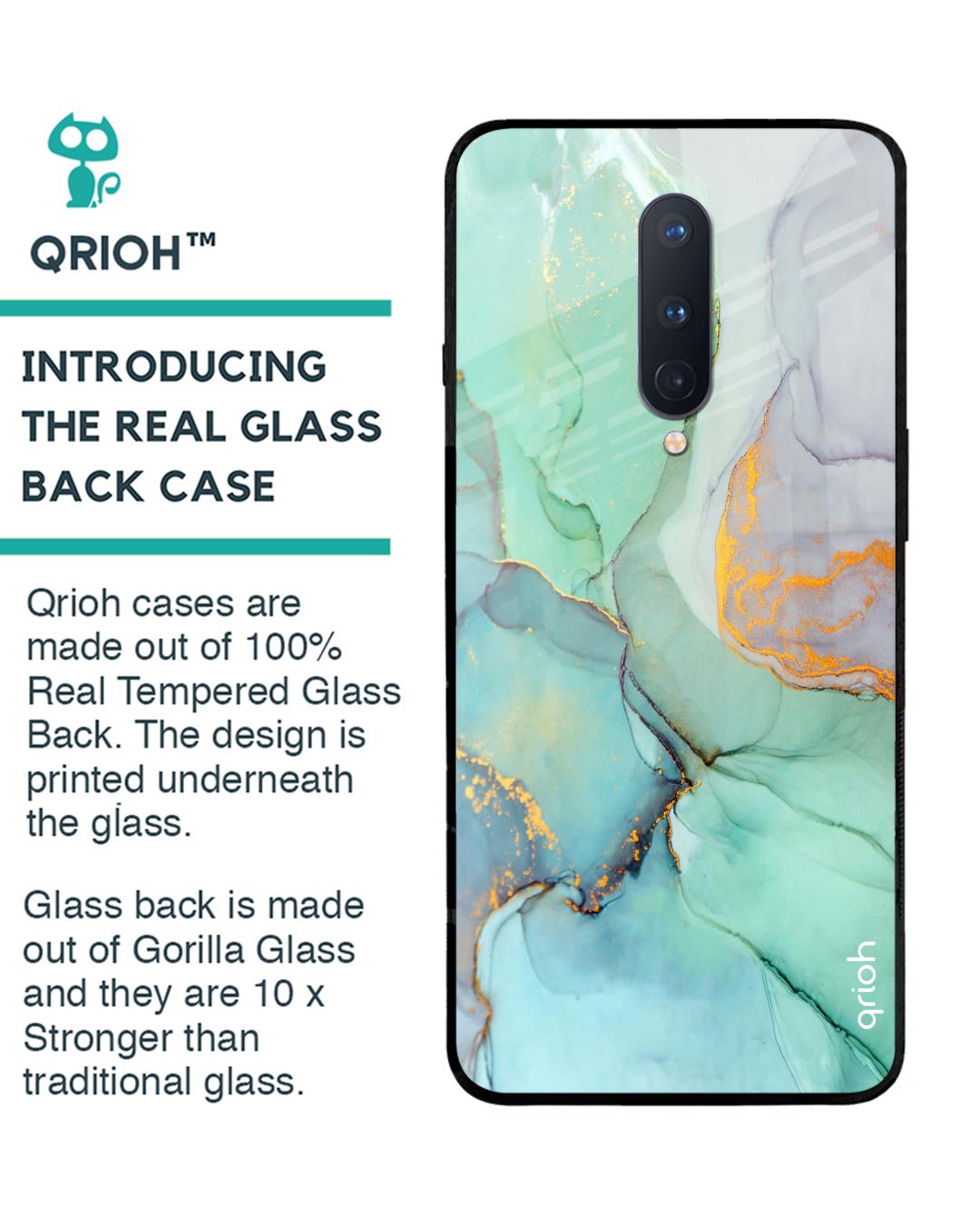 Shop Oneplus 8 Green Marble Glass Case-Back