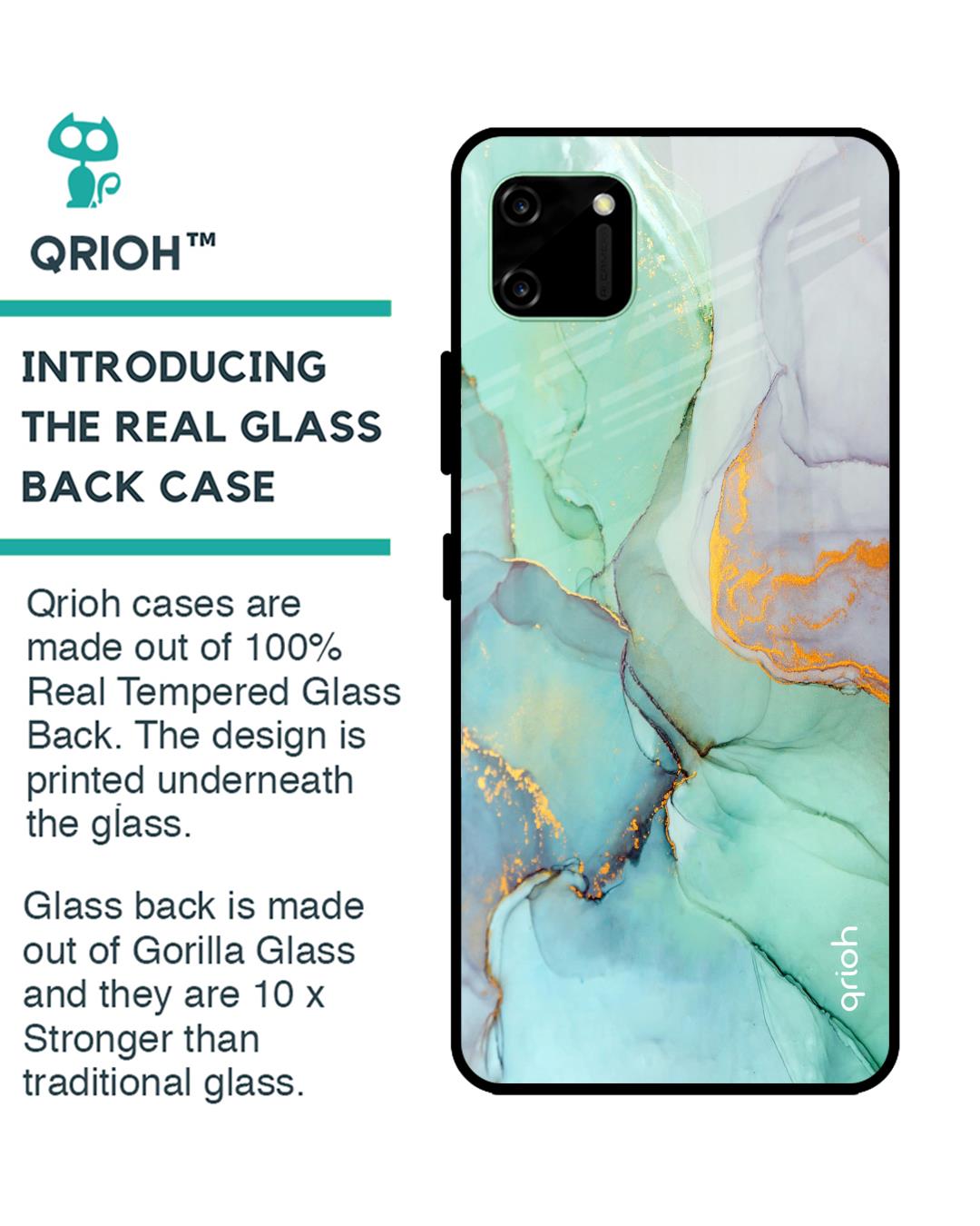 Shop Green Marble Glass Case For Realme C11-Back