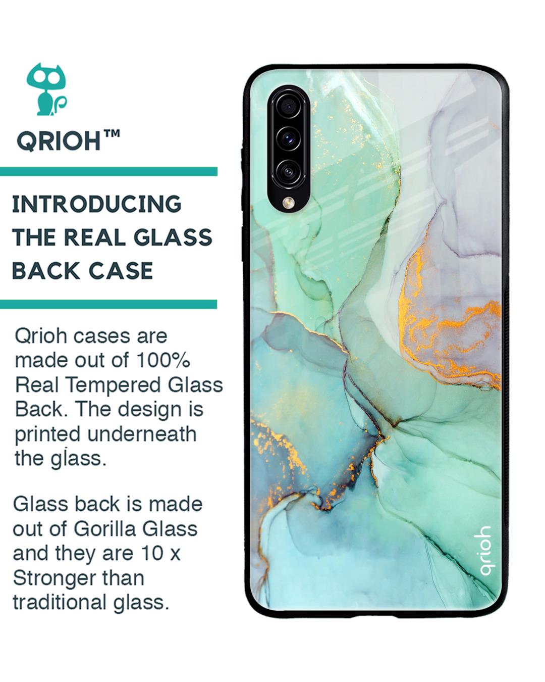 Shop Green Marble Glass Case For Samsung Galaxy A30s-Back