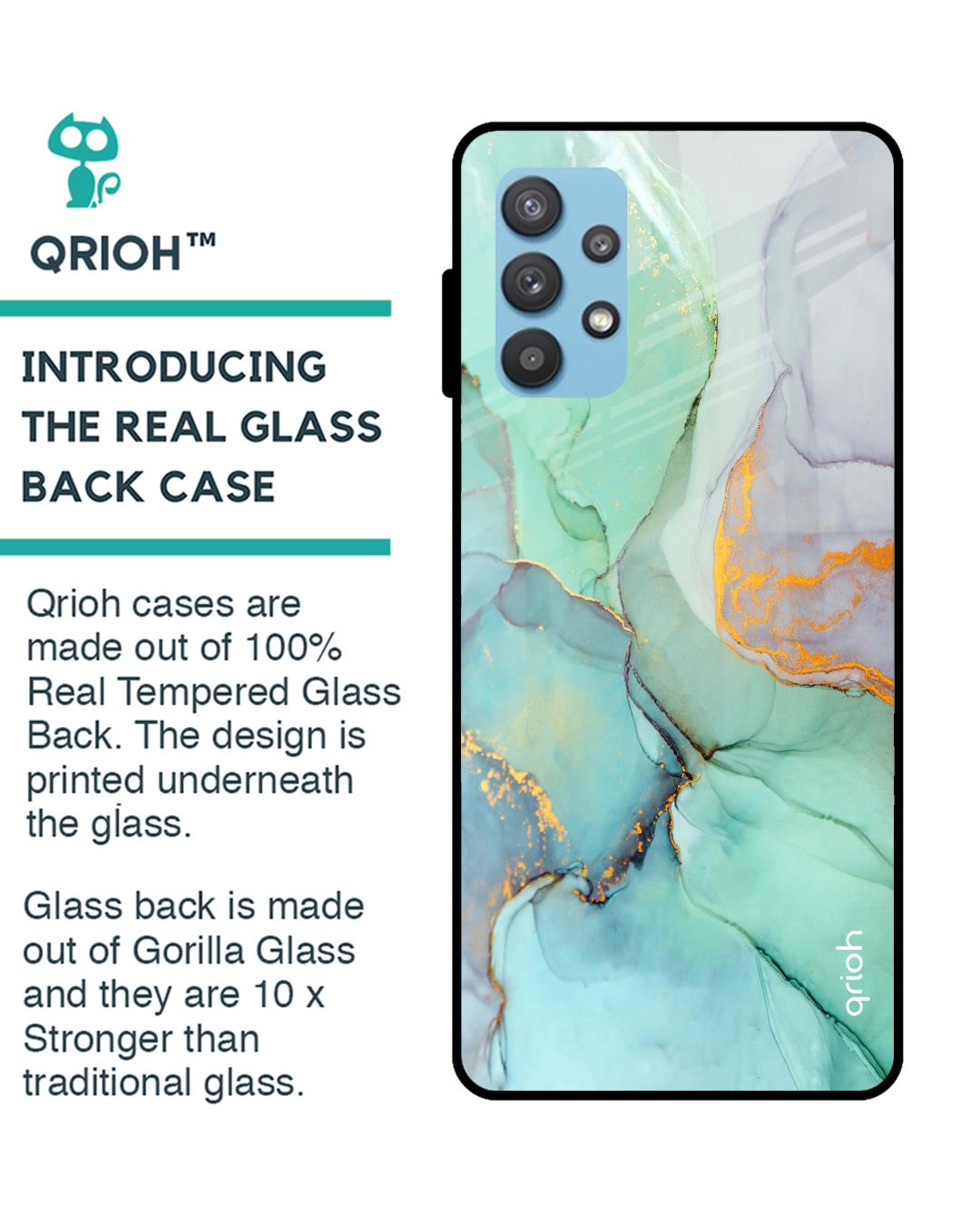 Shop Green Marble Glass Case For Samsung Galaxy A52-Back