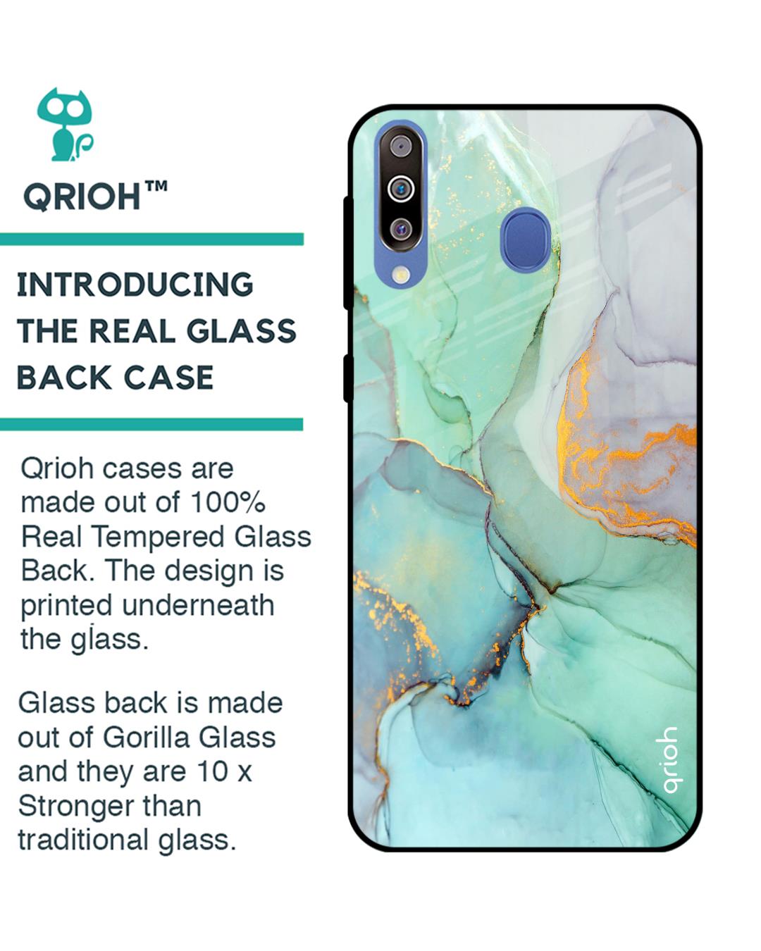 Shop Green Marble Glass Case For Samsung Galaxy M40-Back