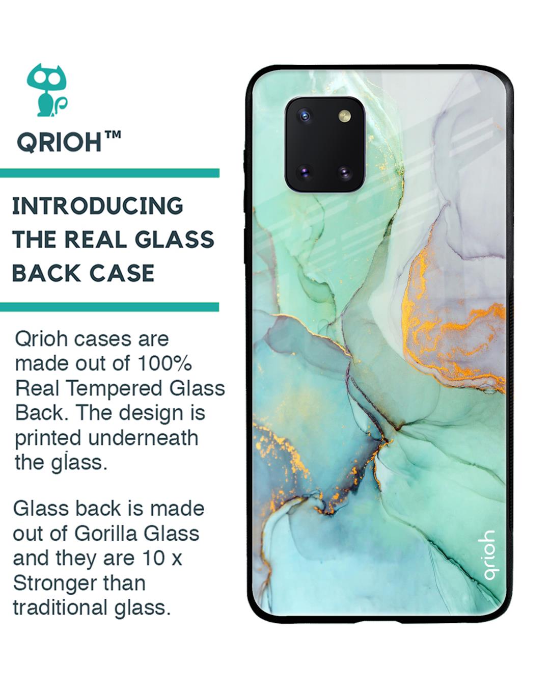 Shop Green Marble Glass Case For Samsung Galaxy Note 10 Lite-Back