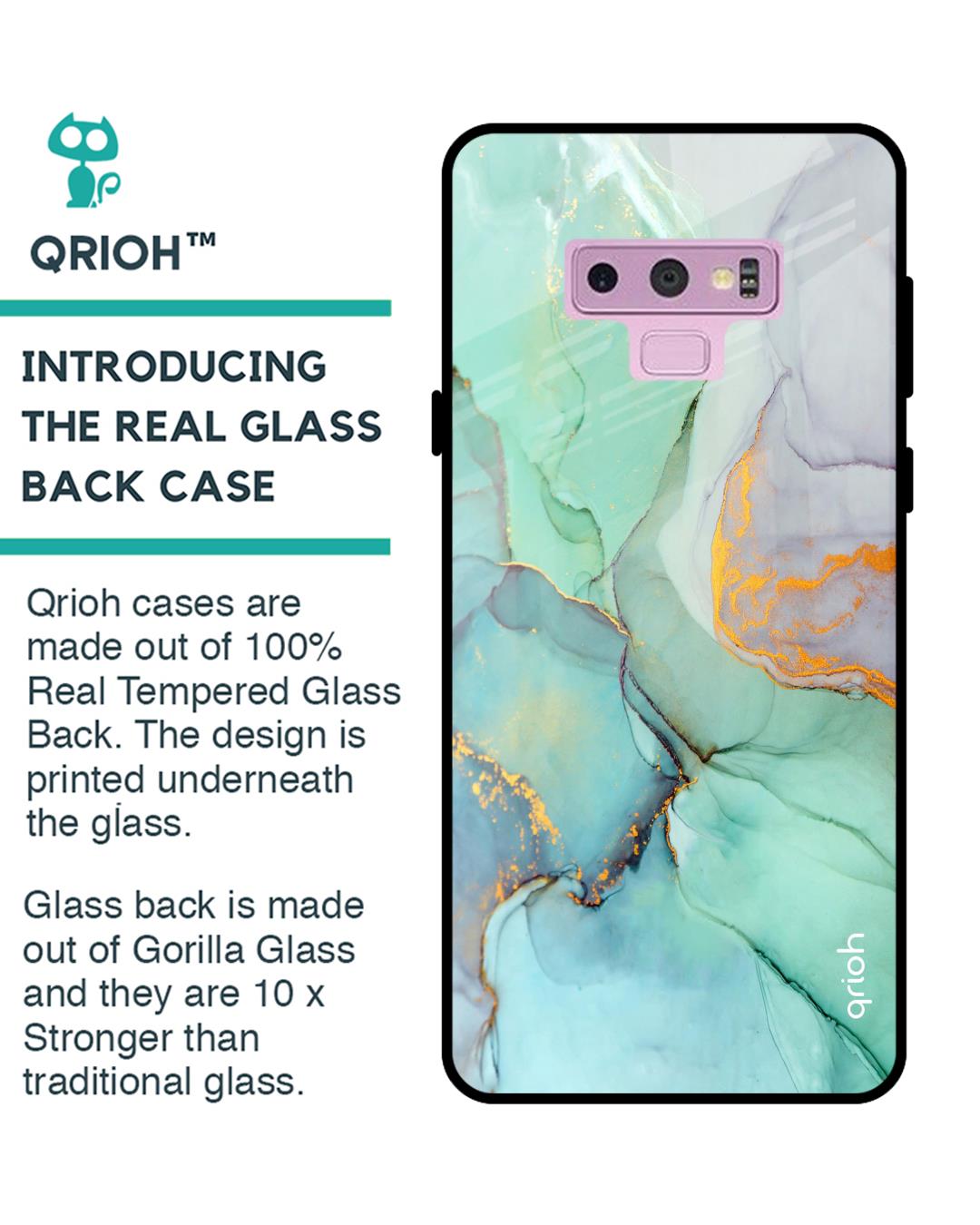 Shop Green Marble Glass Case For Samsung Galaxy Note 9-Back