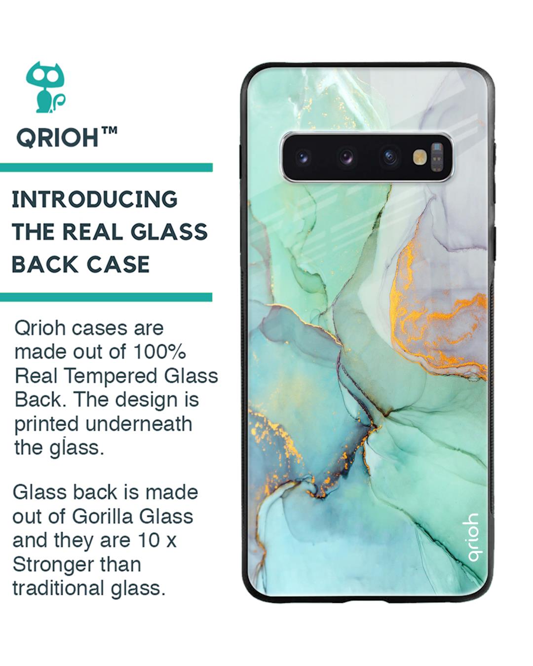 Shop Green Marble Glass Case For Samsung Galaxy S10-Back