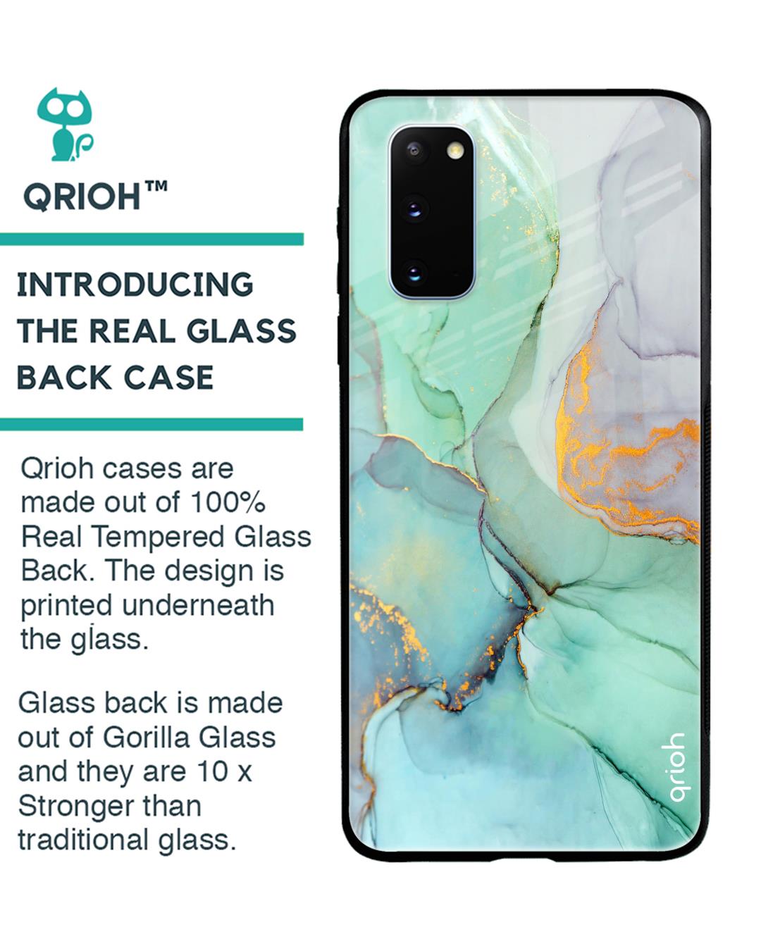 Shop Green Marble Glass Case For Samsung Galaxy S20-Back