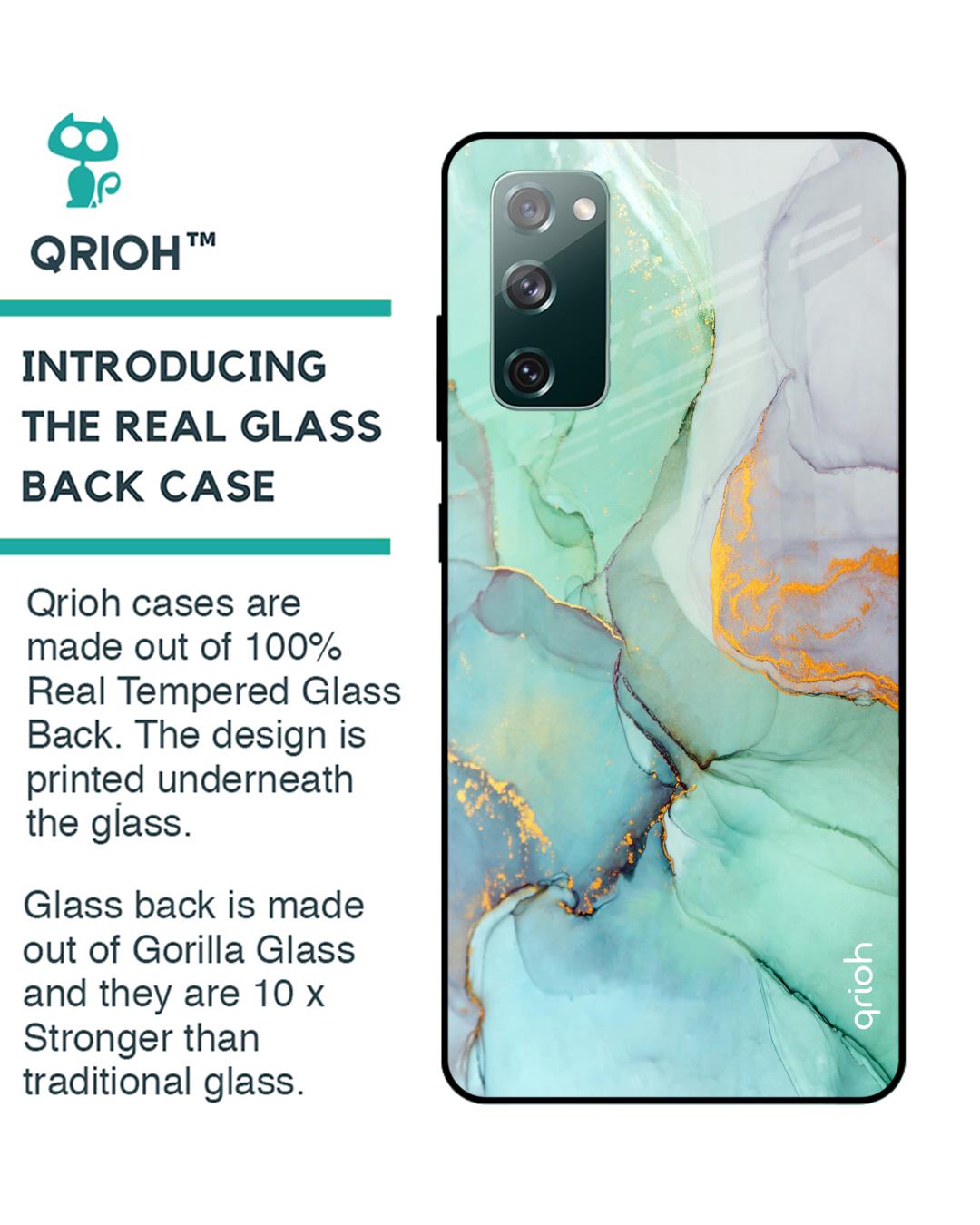 Shop Green Marble Samsung Galaxy S20 Fe Premium Glass Case (Rubber Edges)-Back