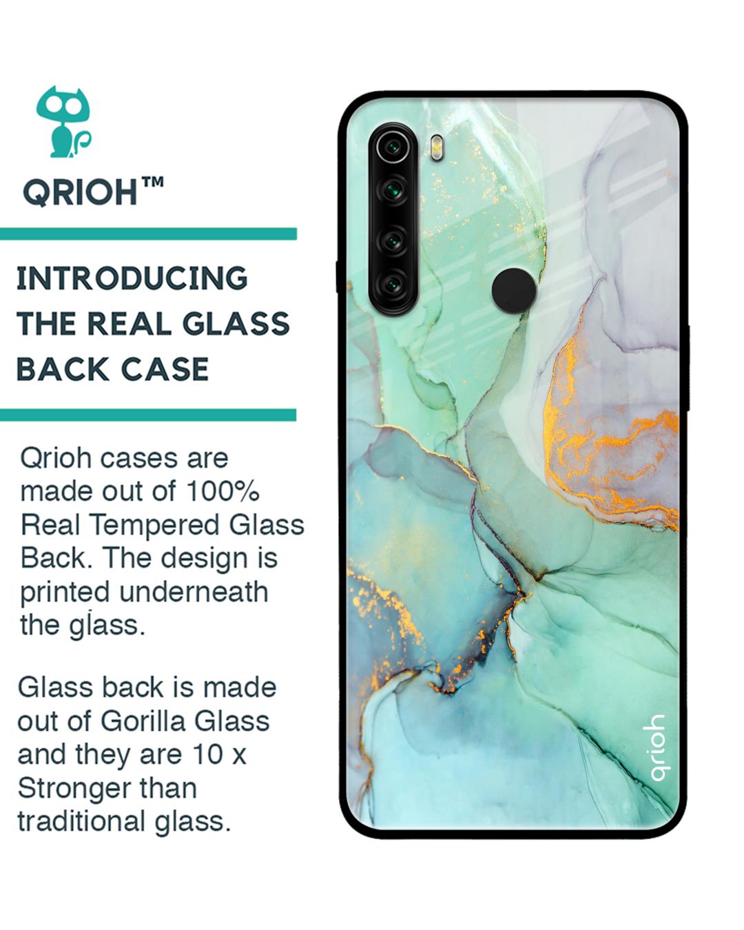 Shop Xiaomi Redmi Note 8 Green Marble Glass Case-Back