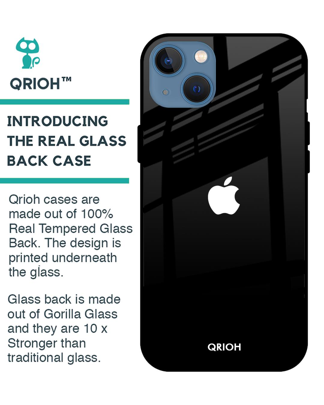 Shop Jet Black IPhone 13 Premium Glass Case (Gorilla Glass & Shockproof Anti-Slip Silicone)-Back