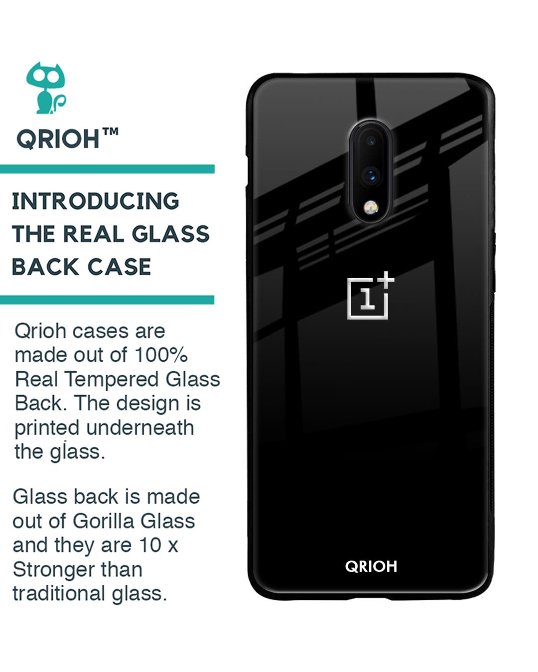 Shop Jet Black Oneplus 7 Premium Glass Case (Gorilla Glass & Shockproof Anti-Slip Silicone)-Back