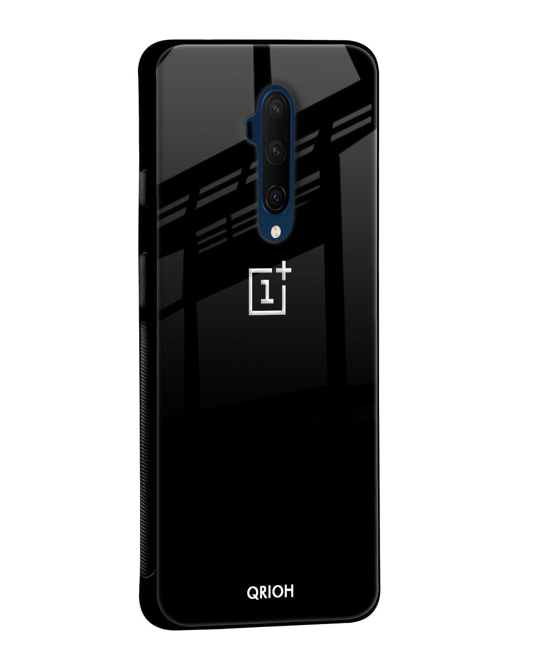 Shop Jet Black Oneplus 7T Premium Glass Case (Gorilla Glass & Shockproof Anti-Slip Silicone)-Back