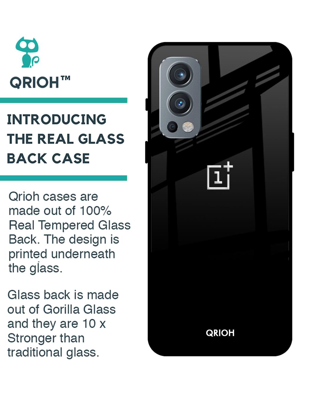 Shop Jet Black Glass Case For Oneplus Nord 2-Back
