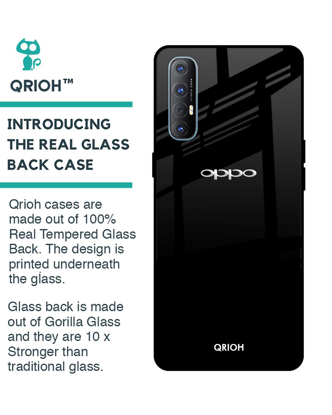 Shop Jet Black Glass Case For Oppo Reno 3 Pro-Back