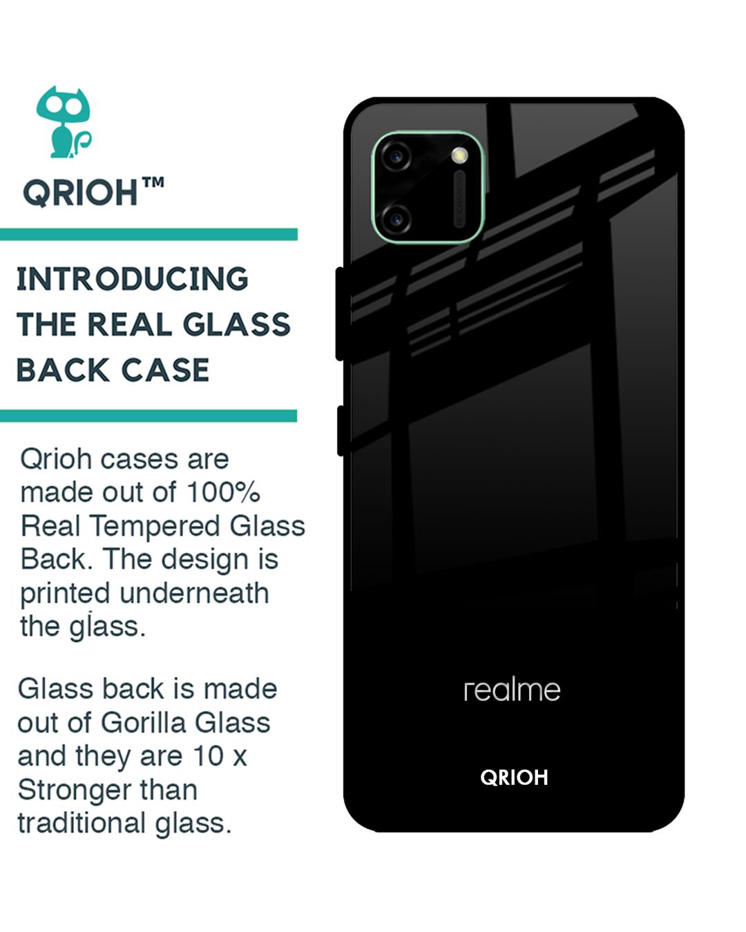 Shop Jet Black Glass Case For Realme C11-Back