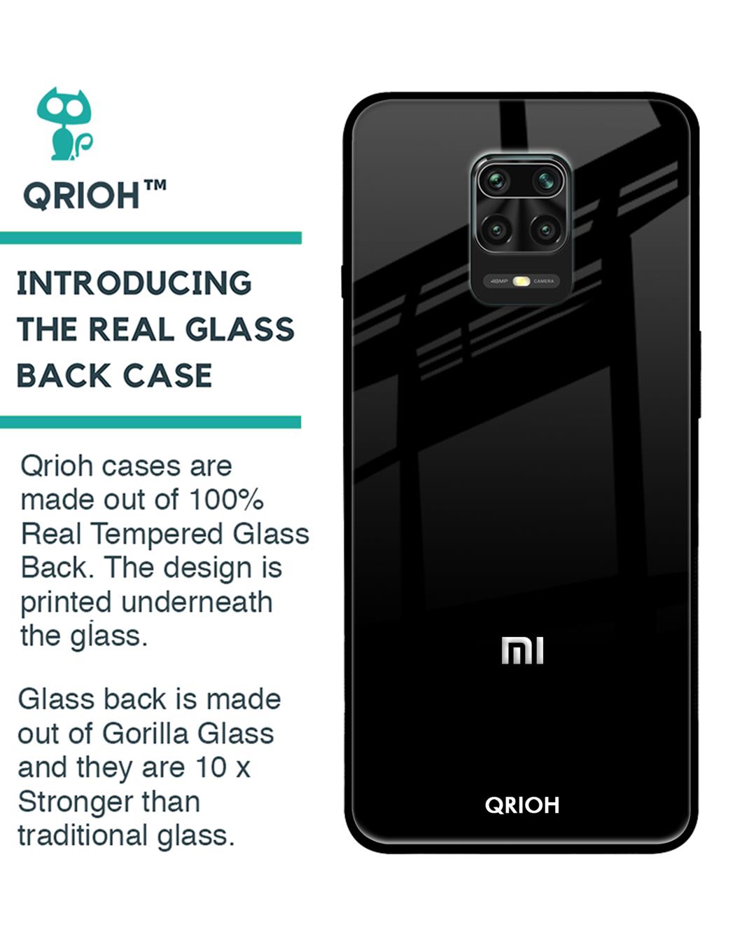 Shop Jet Black Glass Case For Redmi Note 9 Pro-Back