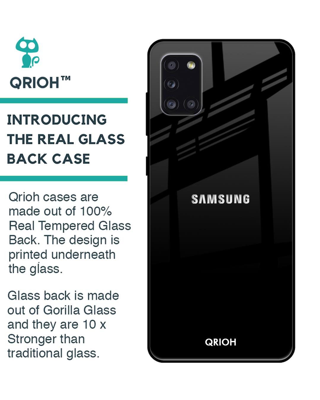 Shop Jet Black Glass Case For Samsung Galaxy A31-Back