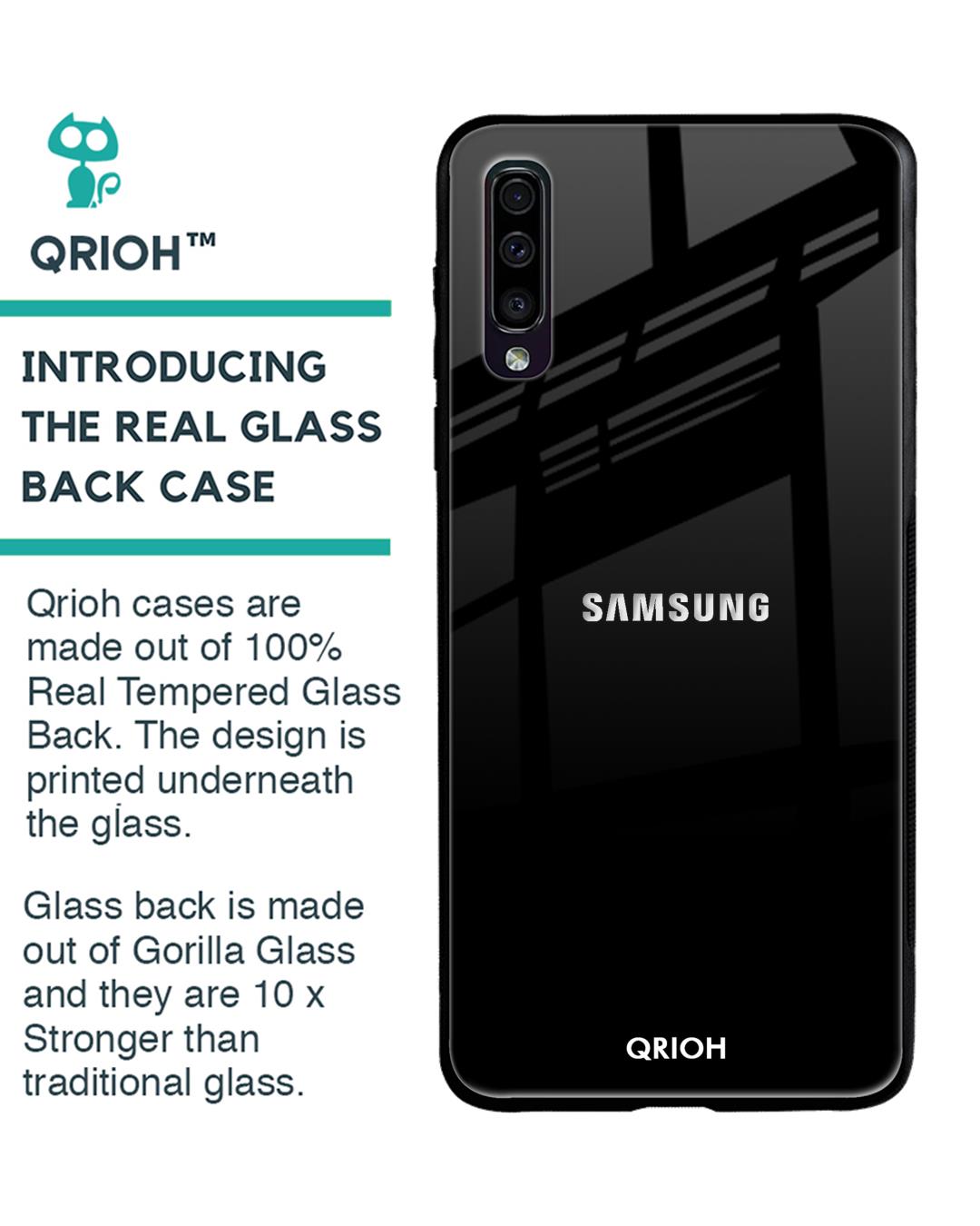 Shop Jet Black Glass Case For Samsung Galaxy A50-Back