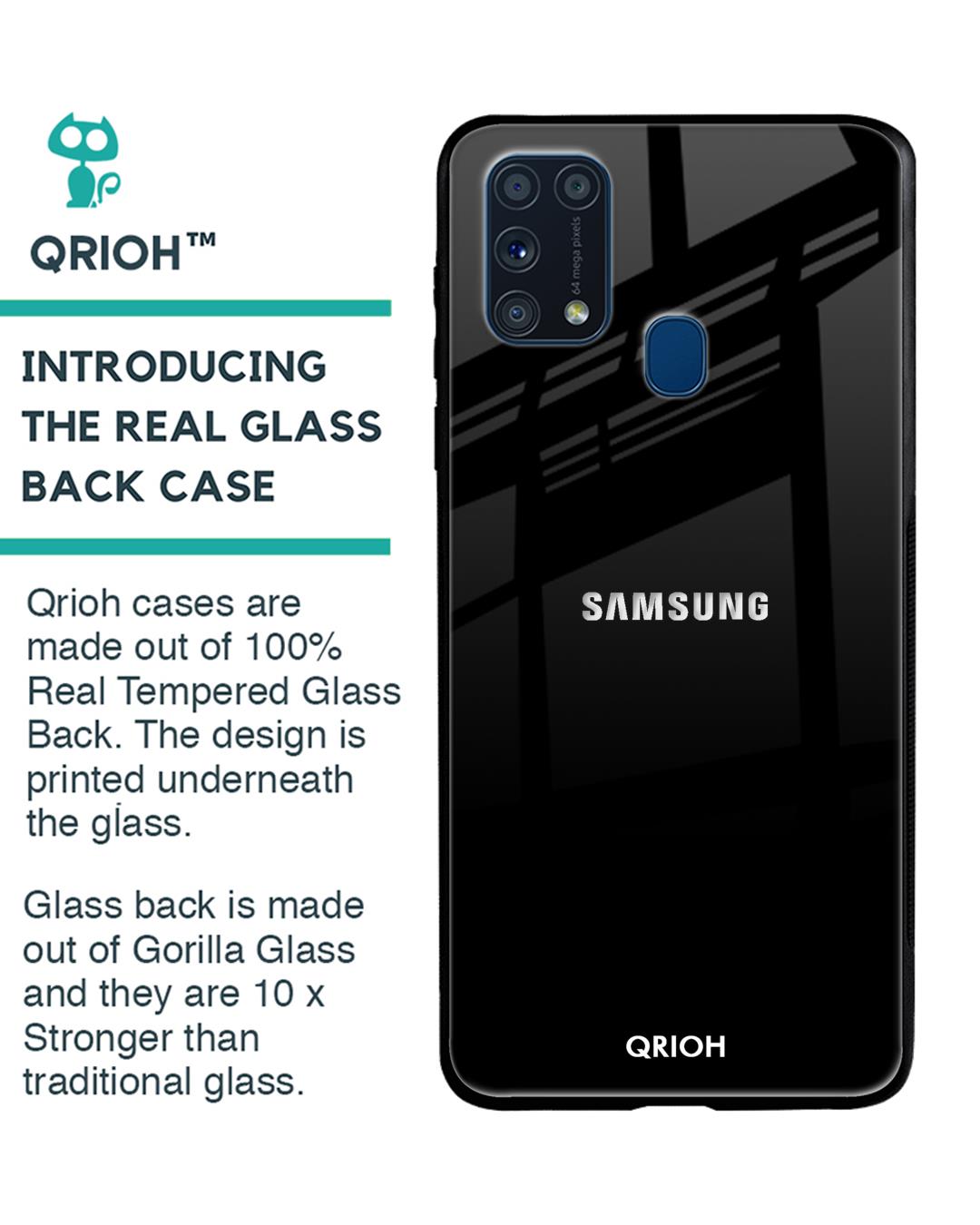Shop Jet Black Glass Case For Samsung Galaxy M31 Prime-Back