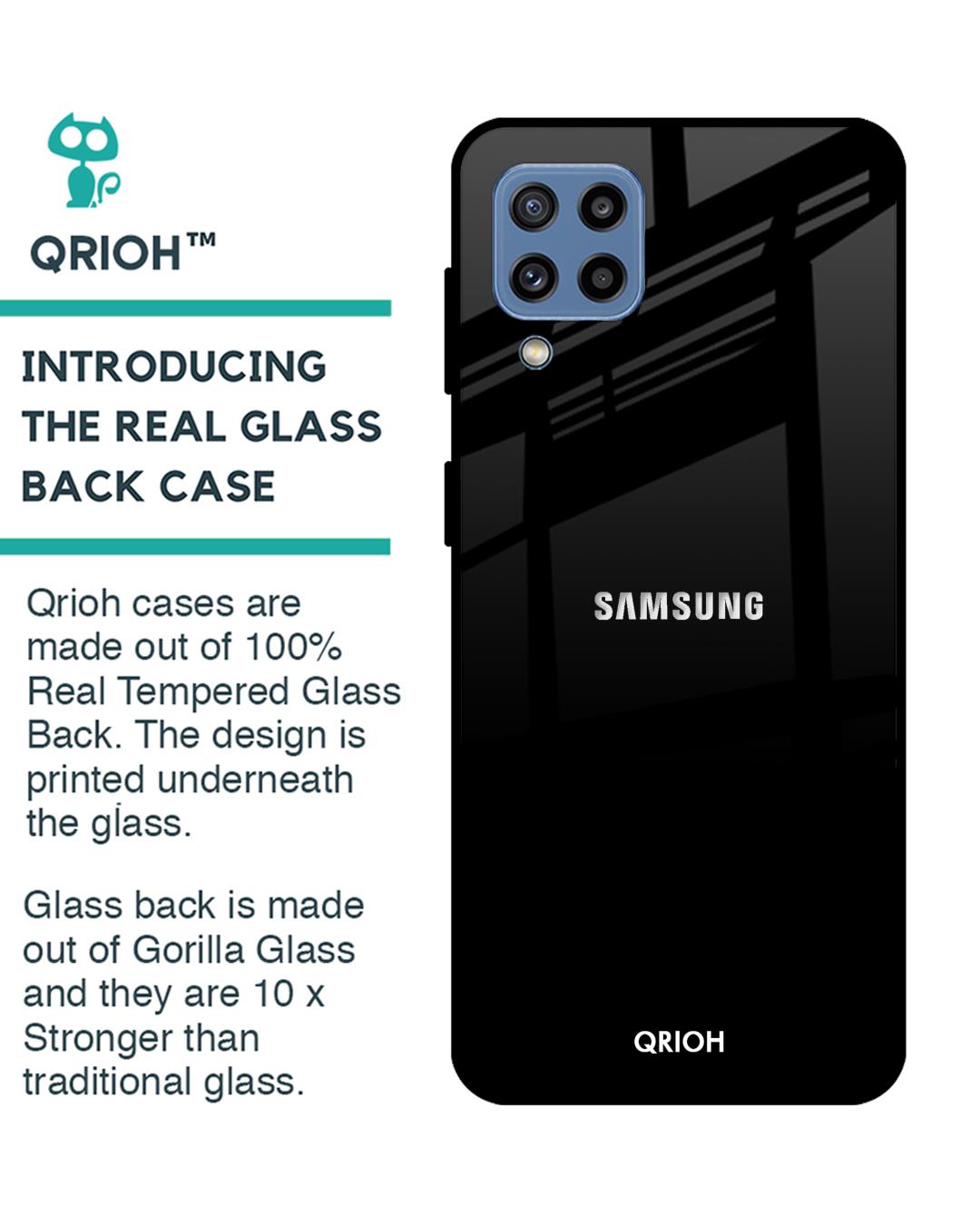 Shop Jet Black Glass Case For Samsung Galaxy M32-Back