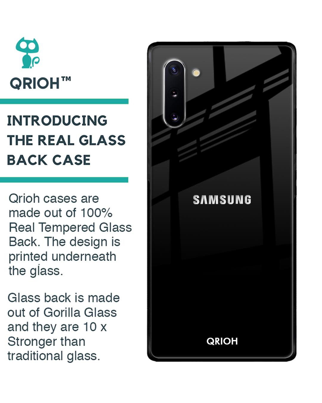 Shop Jet Black Glass Case For Samsung Galaxy Note 10-Back