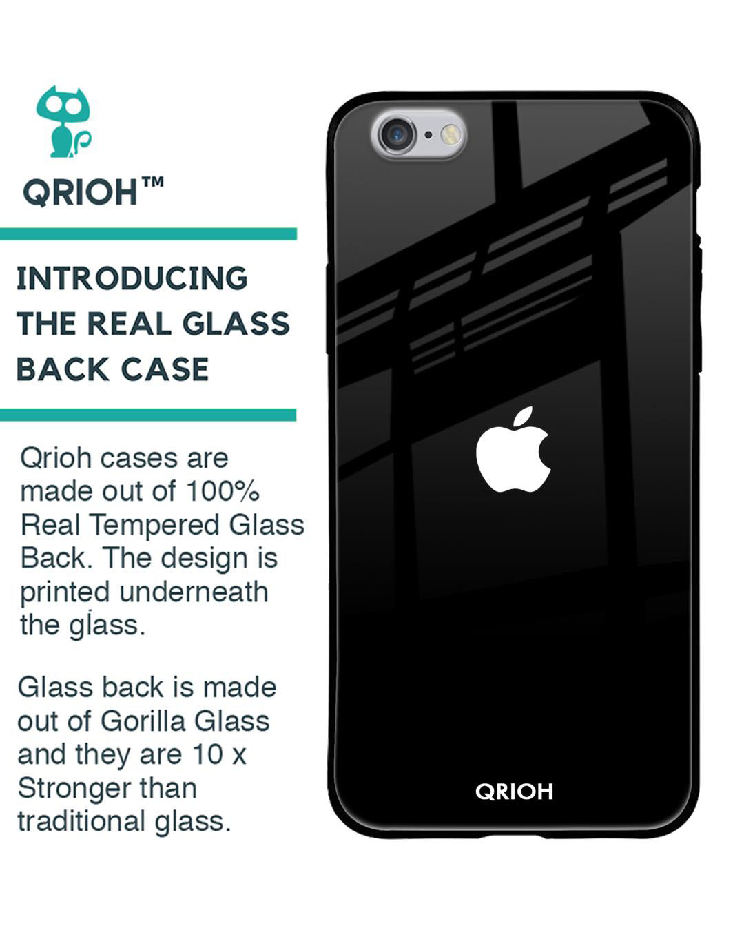 Shop Jet Black Printed Premium Glass Case for Apple iPhone 6S (Shock Proof, Scratch Resistant)-Back