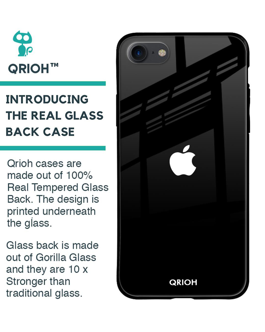 Shop Jet Black Premium Glass Cover For (Apple Iphone 7)-Back