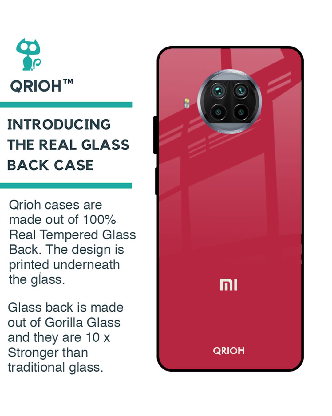 Shop Solo Maroon Glass Case For Mi 10i 5g-Back