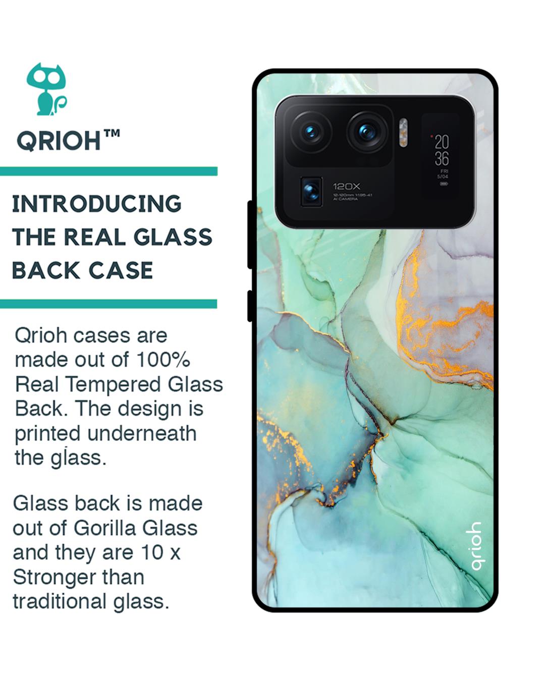 Shop Green Marble Glass Case For Mi 11 Ultra-Back