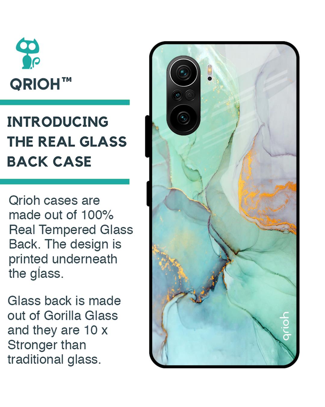 Shop Green Marble Glass Case For Mi 11x-Back