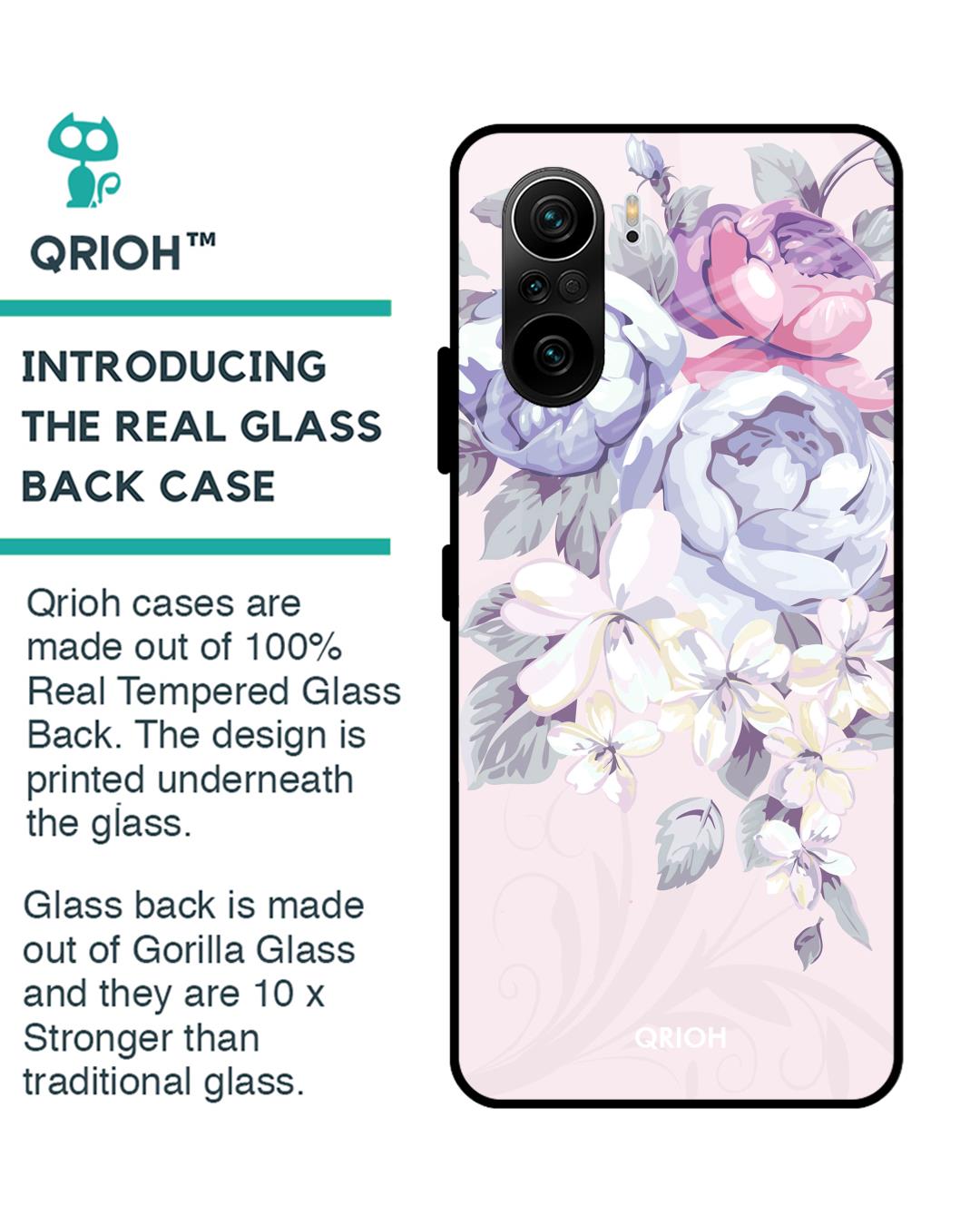 Shop Elegant Floral Glass Case For Mi 11x Pro-Back