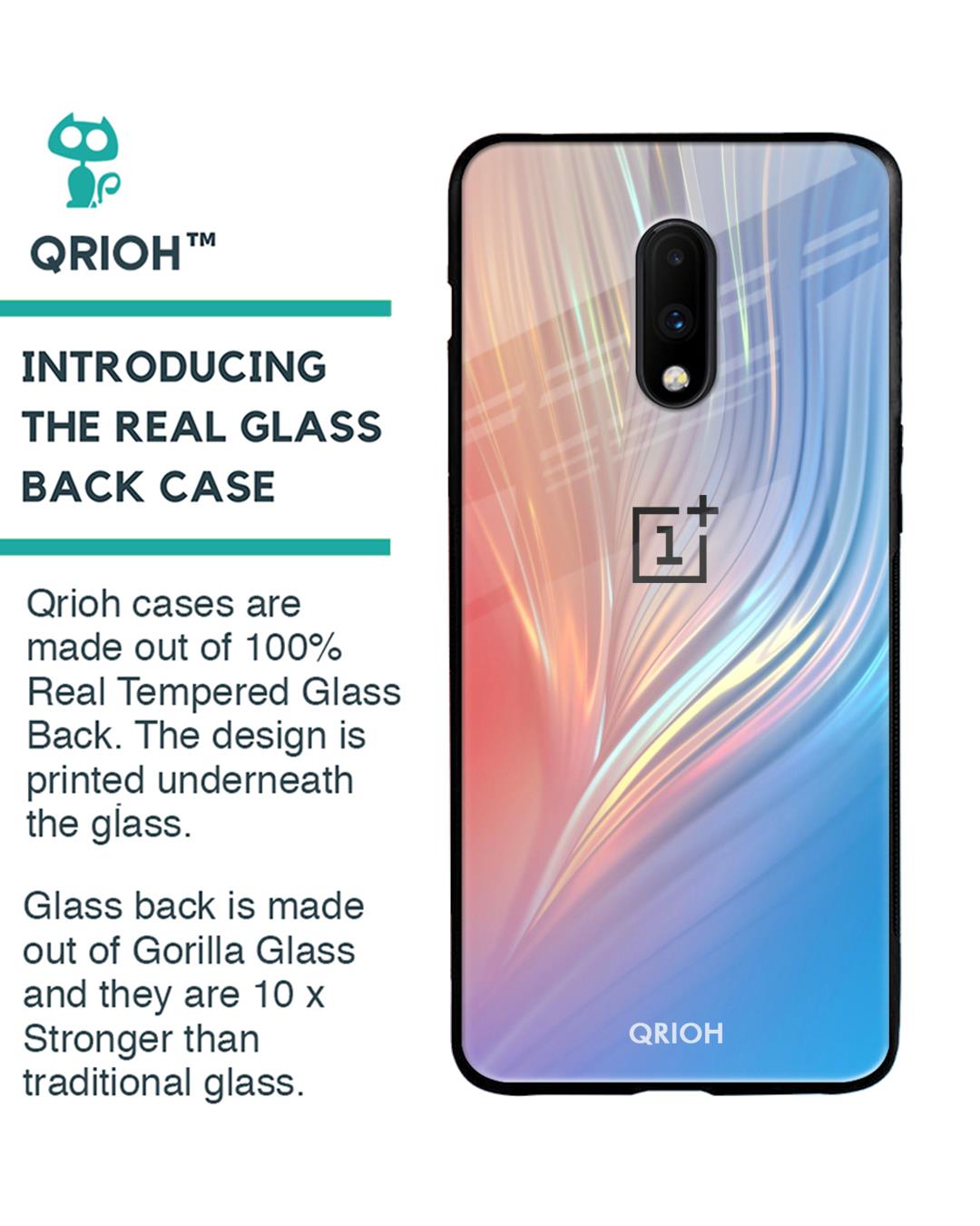 Shop Oneplus 7 Mystic Aurora Glass Case-Back