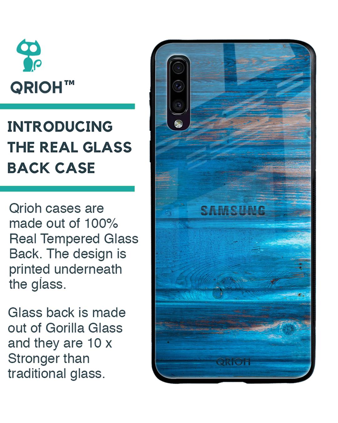 Shop Patina Finish Glass Case For Samsung Galaxy A50-Back