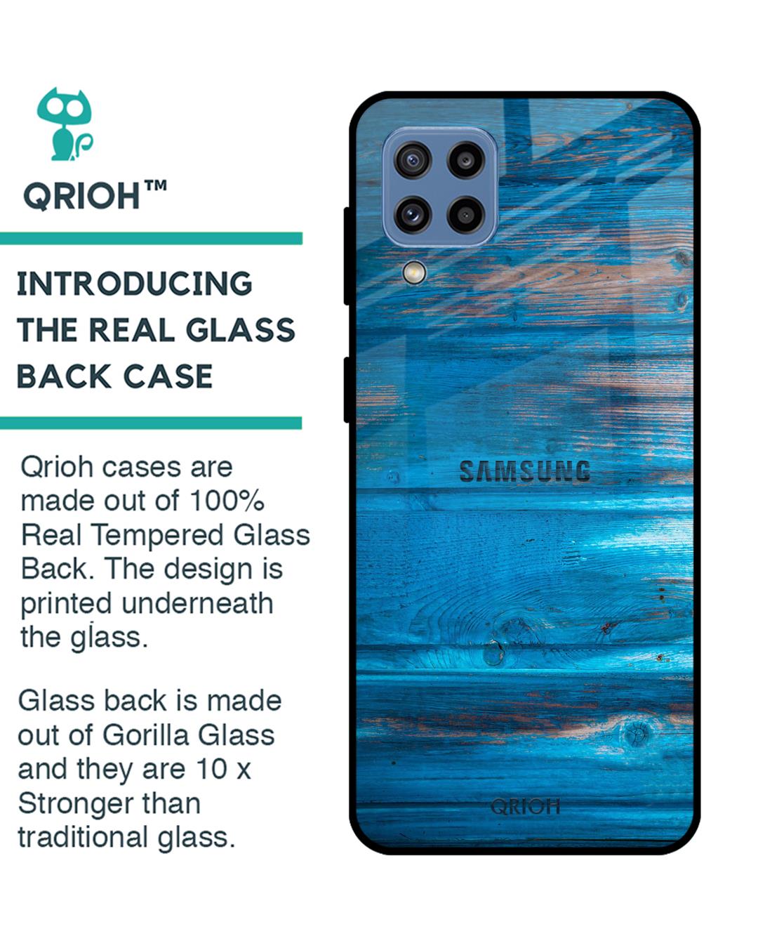 Shop Patina Finish Glass Case For Samsung Galaxy M32-Back