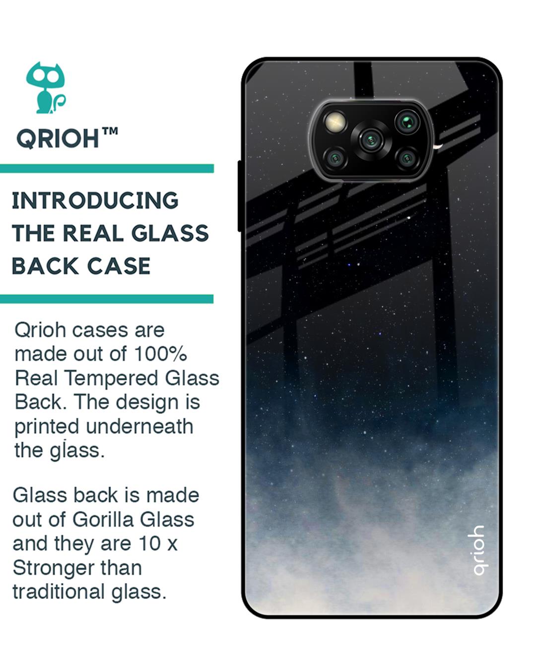 Shop Black Aura Glass Case For Poco X3-Back
