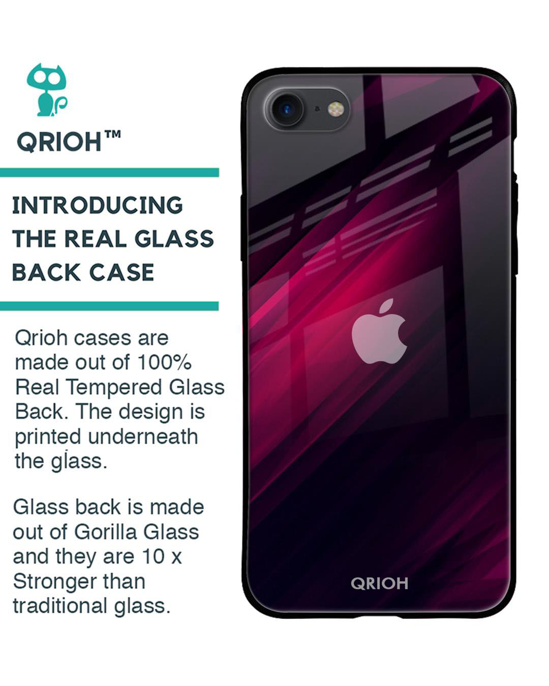 Shop Purple & Black Razor Printed Premium Glass Cover For (Apple Iphone 7)-Back