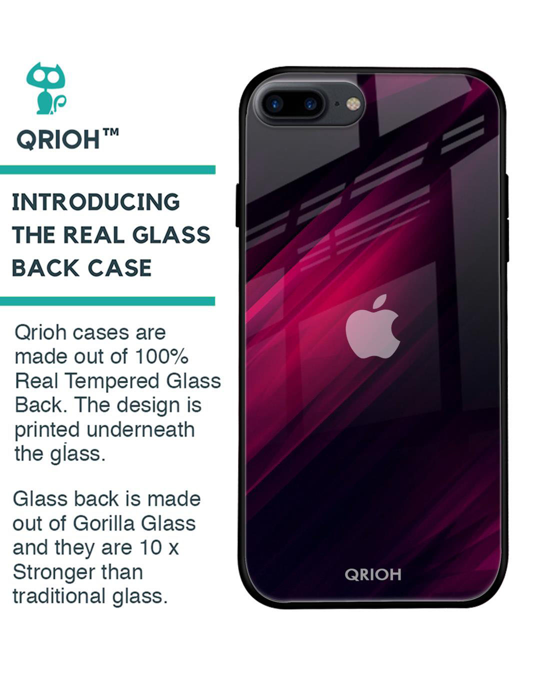 Shop Purple & Black Razor Printed Premium Glass Cover For (Apple Iphone 7 Plus)-Back