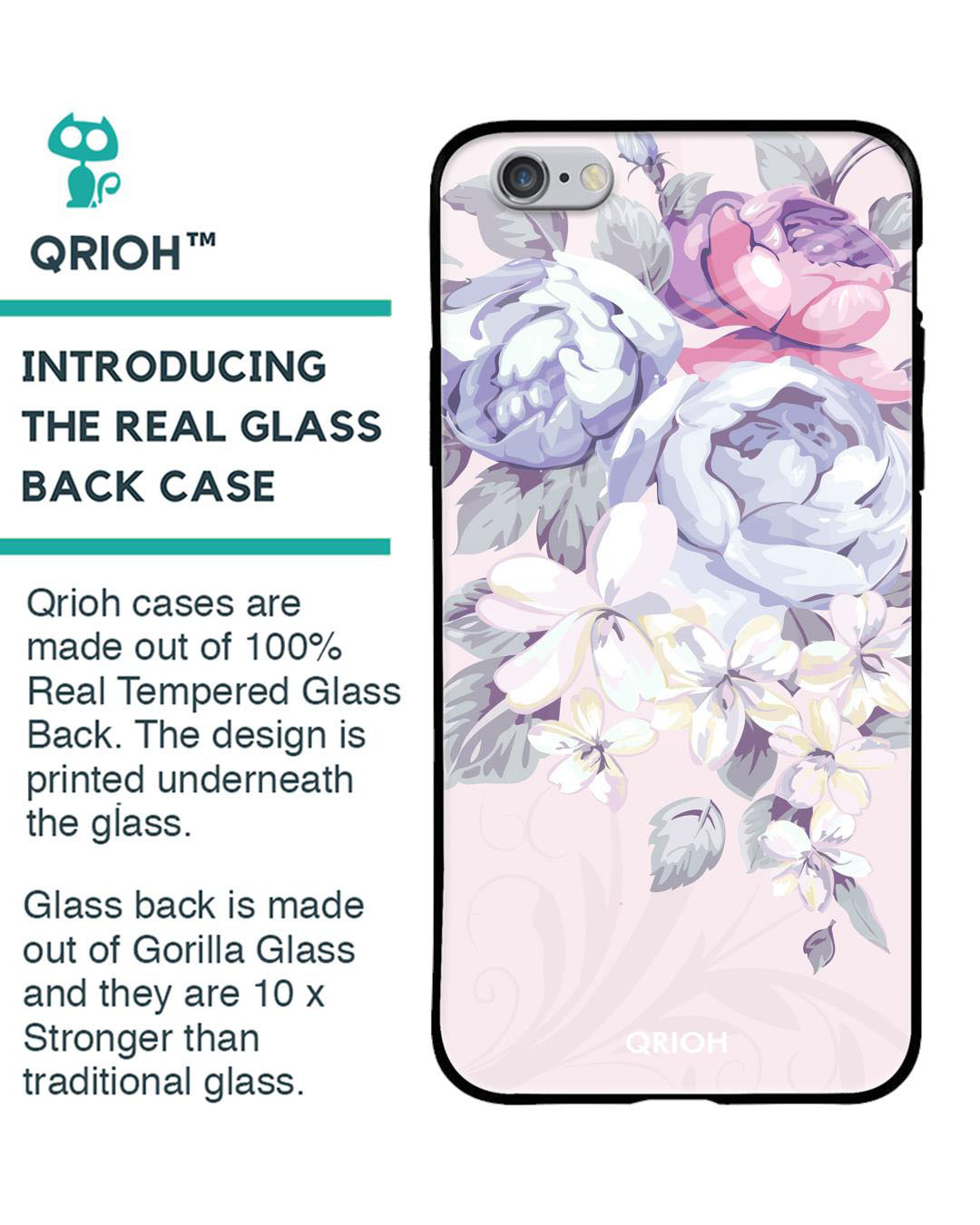 Shop Elegant Floral Printed Premium Glass Case for Apple iPhone 6S (Shock Proof, Scratch Resistant)-Back