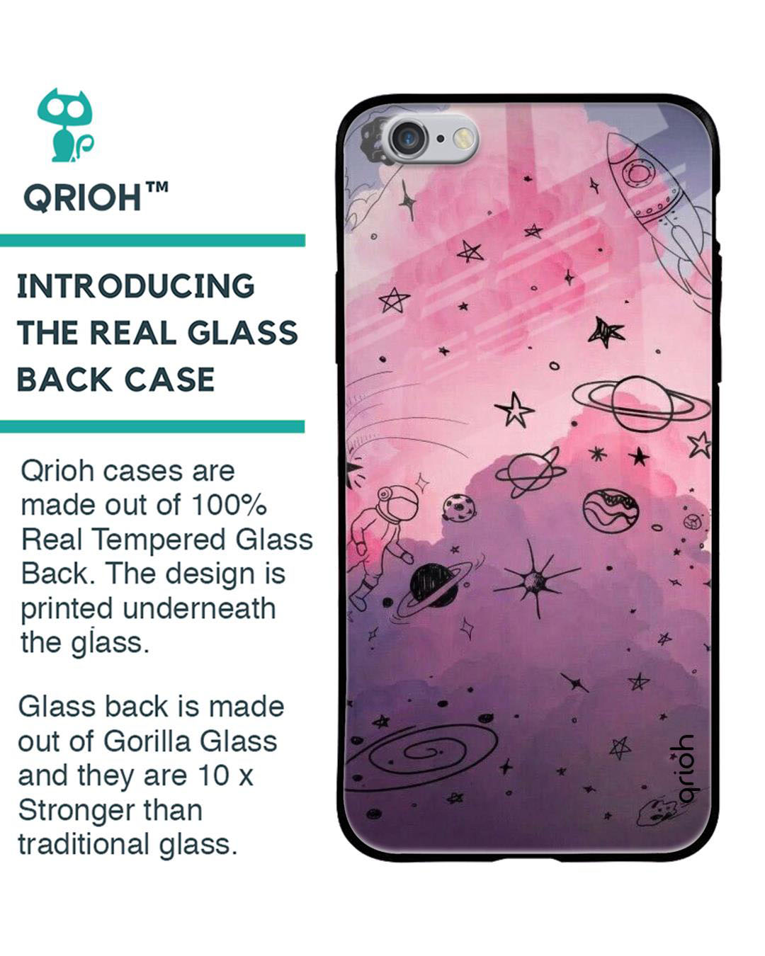 Shop Space Doodles Printed Premium Glass Case for Apple iPhone 6S (Shock Proof, Scratch Resistant)-Back