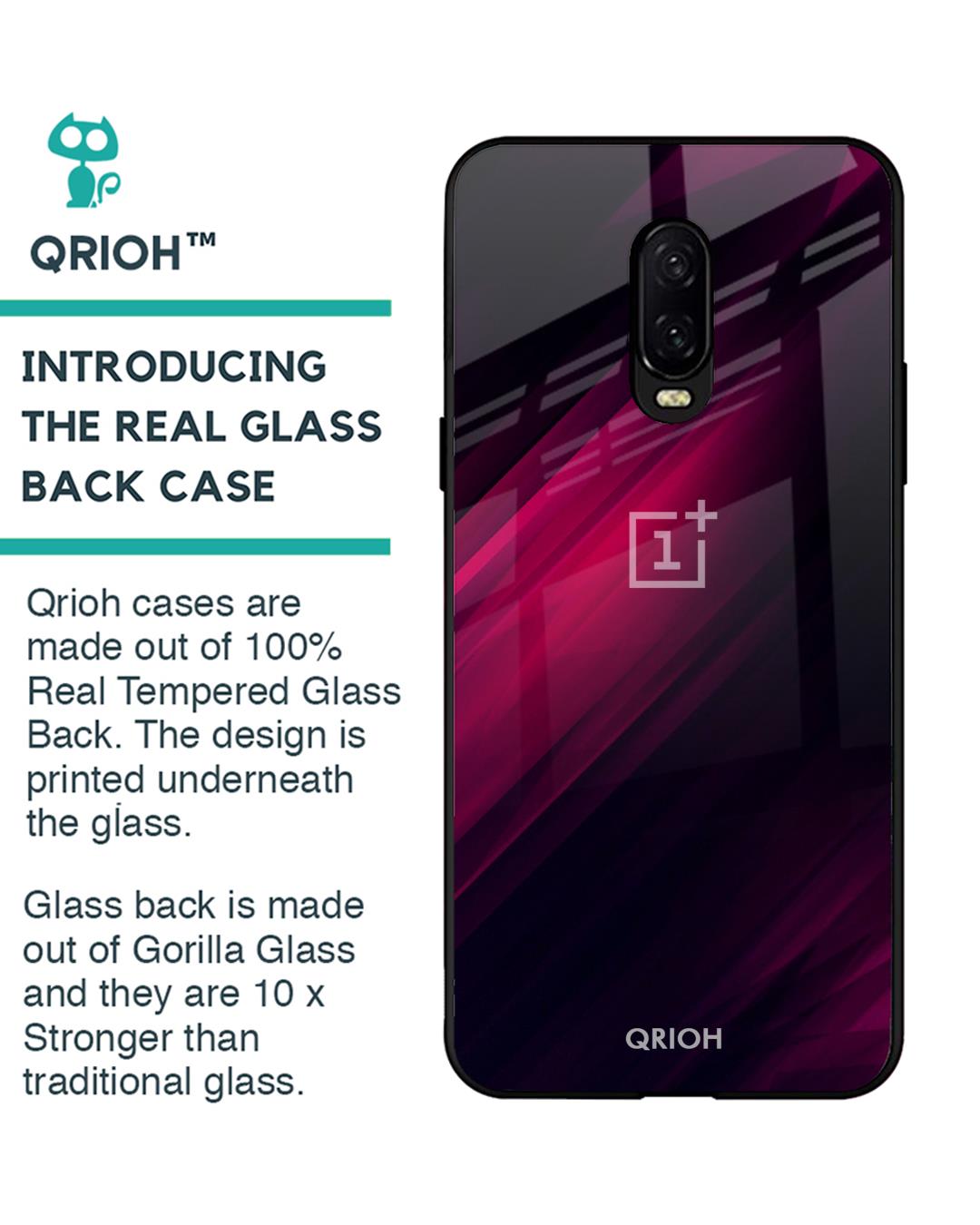 Shop Black-Red Oneplus 6T Razor Premium Glass Case (Gorilla Glass & Shockproof Anti-Slip Silicone)-Back