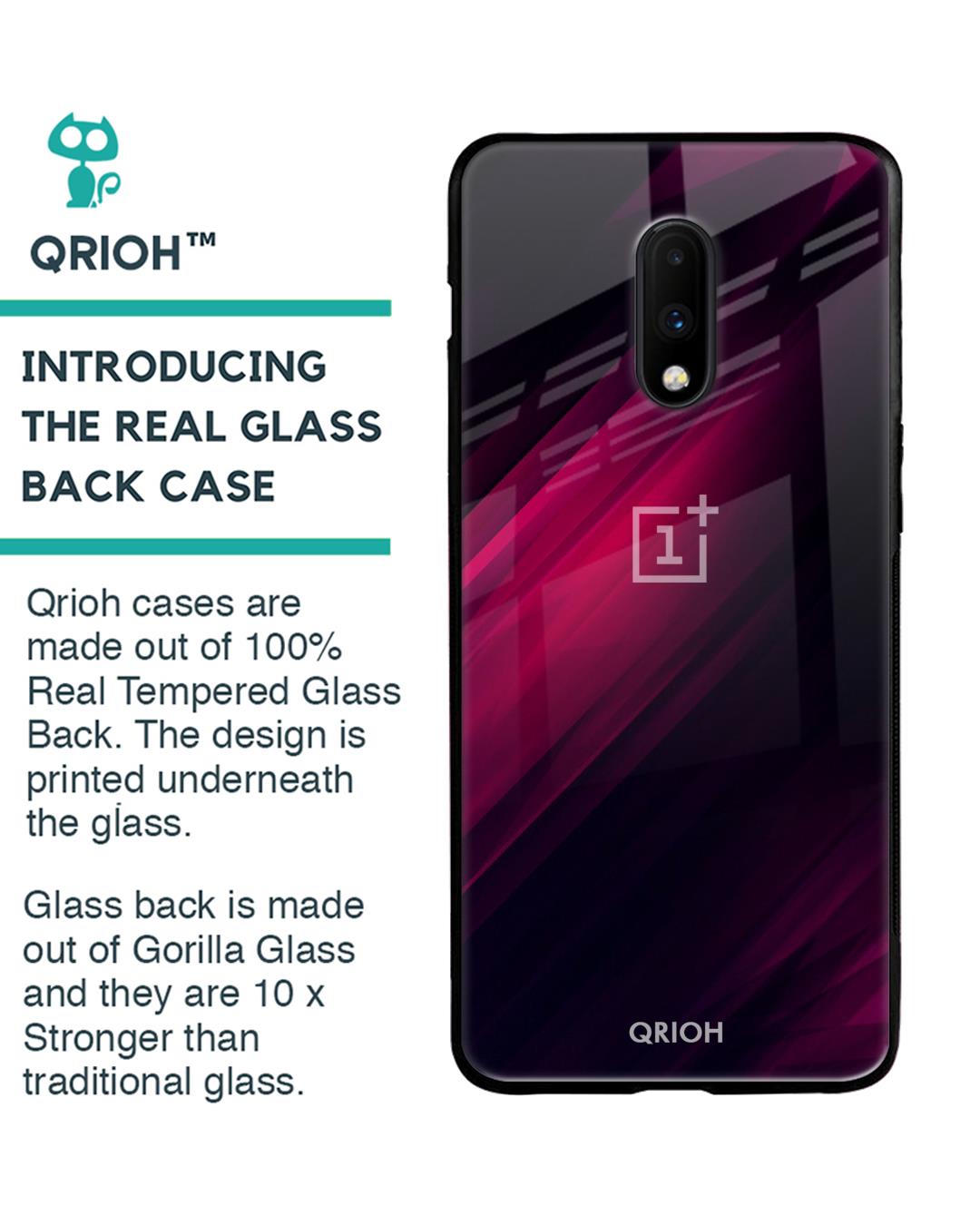 Shop Black-Red Oneplus 7 Razor Premium Glass Case (Gorilla Glass & Shockproof Anti-Slip Silicone)-Back