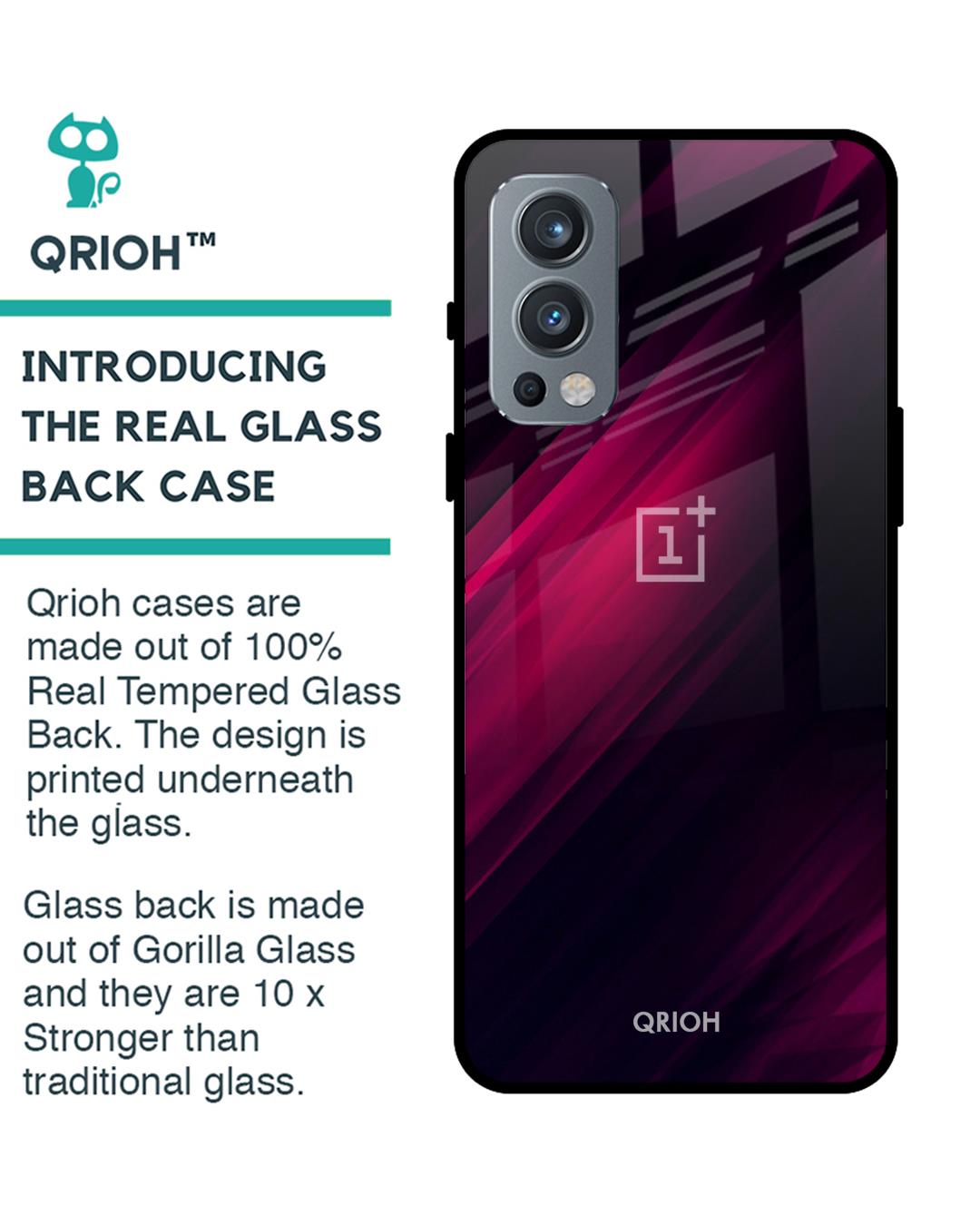 Shop Black-Red Oneplus Nord 2 Razor Premium Glass Case (Gorilla Glass & Shockproof Anti-Slip Silicone)-Back