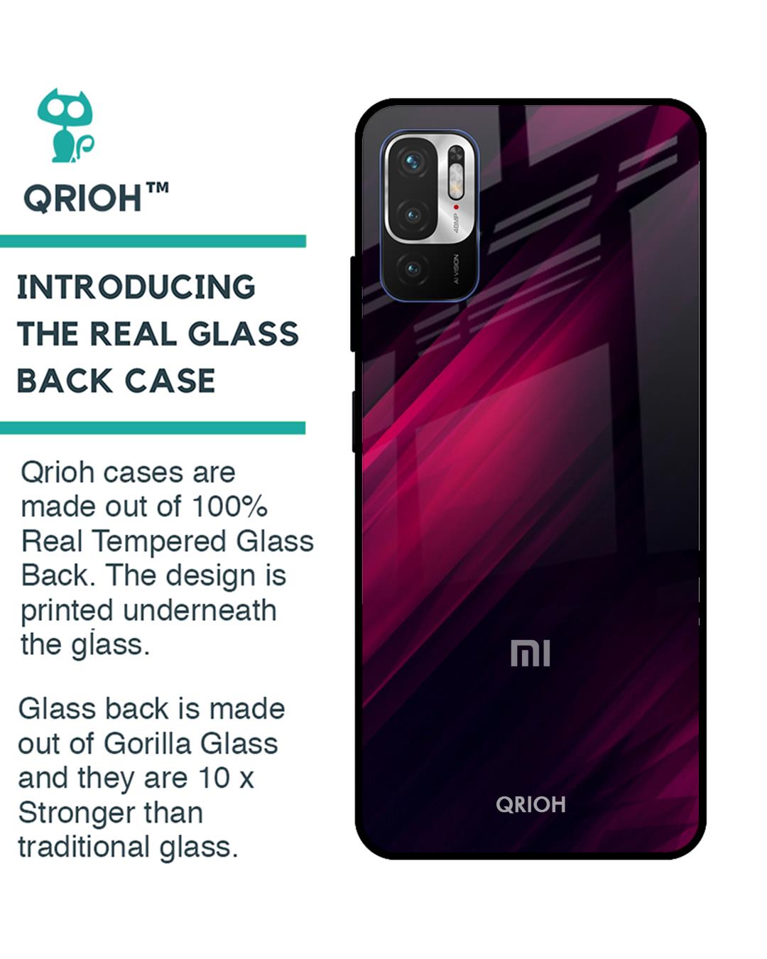 Shop Razor Black Glass Case For Redmi Note 10t 5g-Back
