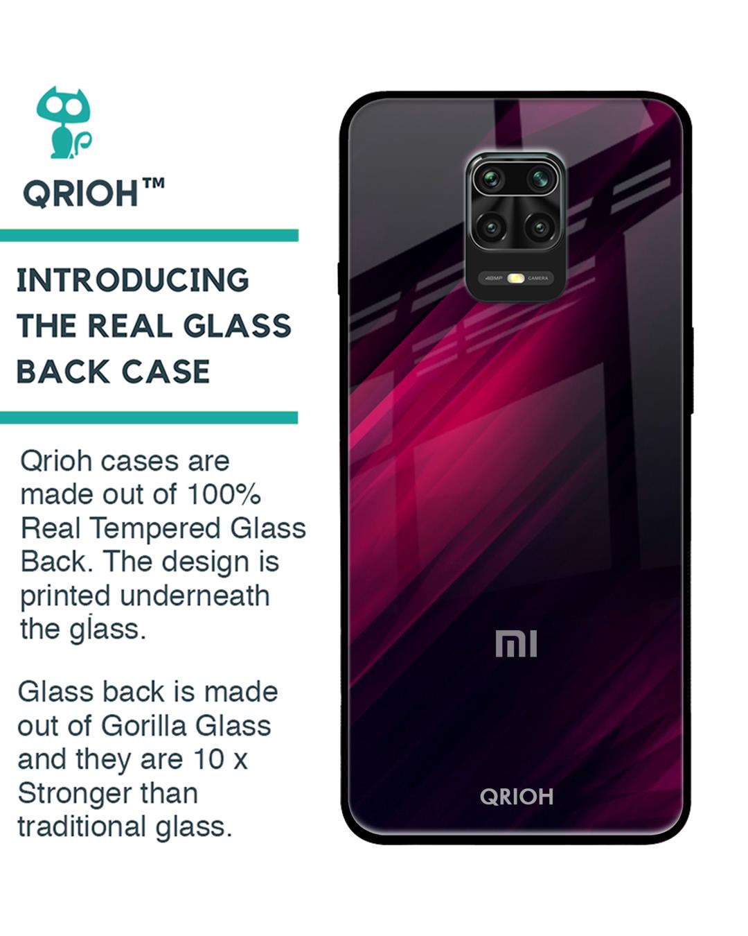 Shop Razor Black Glass Case For Redmi Note 9 Pro-Back